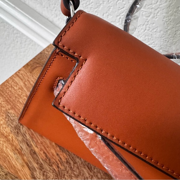 LEATHER INSIDE & OUT Tan Orange 27 Long KL Elan Shoulder Bag Belt Convertible S7 - Picture 13 of 15